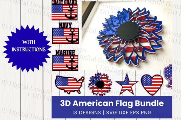 3D American Flag Layered SVG Bundle Review