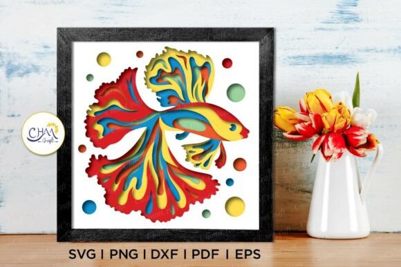 3D Betta Fish Shadow Box SVG: A 3D SVG Design for Otherworldly Branding