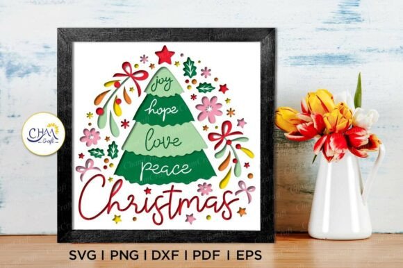 3D Christmas Tree Shadow Box SVG: Festive Flair for Local Branding and Seasonal Packaging