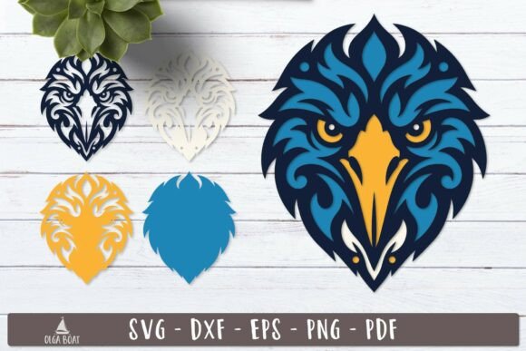 3D Crow Head Layered SVG Tribal Raven – Bold 3D SVG for Commercial Design Projects