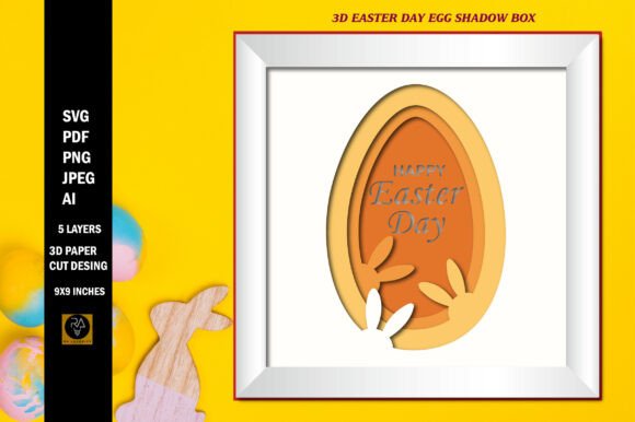 3D Easter Egg Shadow Box SVG for Crafting & Handmade Business