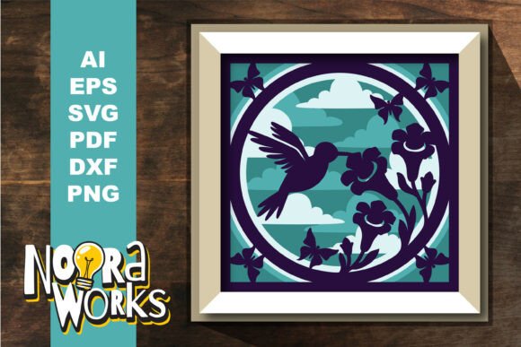 3D Hummingbird Flowers Shadow Box SVG: A Versatile Paper Flowers Design for Modern Branding