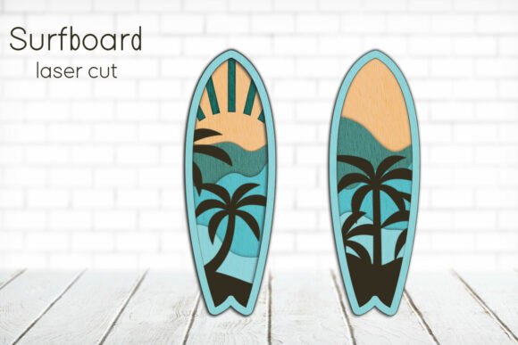 3D Layered Surfboard Laser Cut Design for Artful Web Publishing