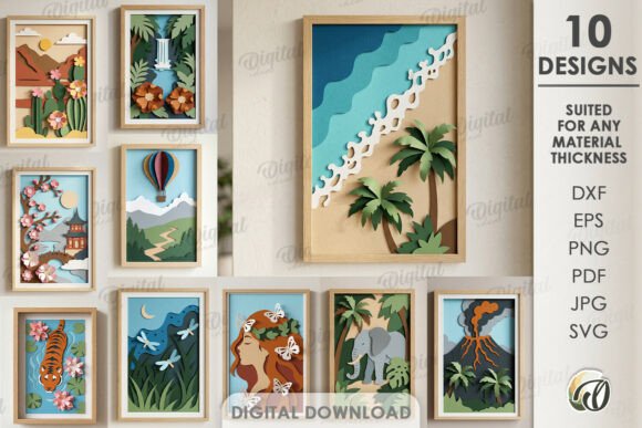 3D Paper Layered Artworks Bundle