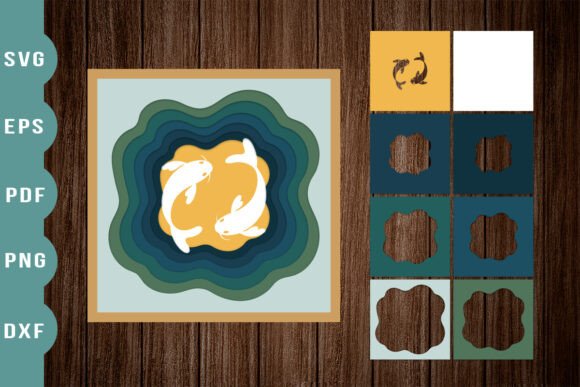 3D Shadow Box White Koi Fish Paper Cut – A Layered SVG Design for Creative Branding and Shadow Box Projects