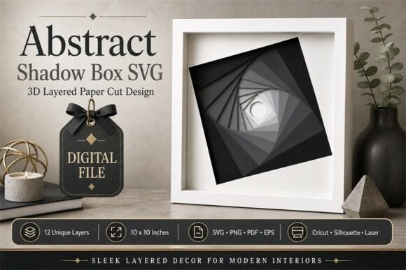 Abstract Shadow Box Spiral Vector Design: 3D SVG for Modern Local Branding