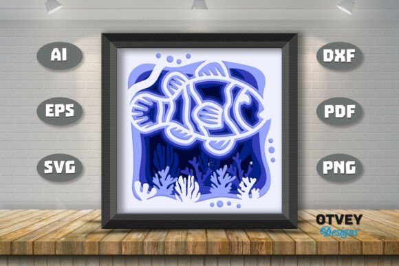 Clown Fish in a Seabed Atmosphere 3D Layered – A Shadow Box SVG for Creative Sellers