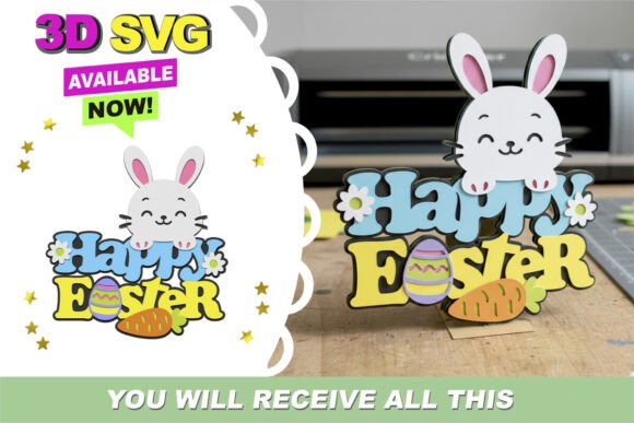 Easter 3D SVG: Happy Bunny Cake Topper Design Review