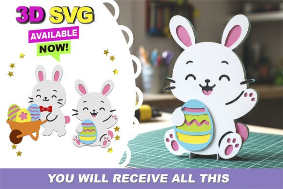 Easter Bunny 3D SVG: A Craft-Friendly Design for Handmade Joy