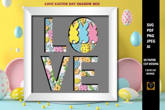 Easter-Themed 3D SVG Shadow Box for Editorial Design