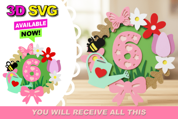 Flowers Shaker Cake Topper 3D SVG for Birthday Branding