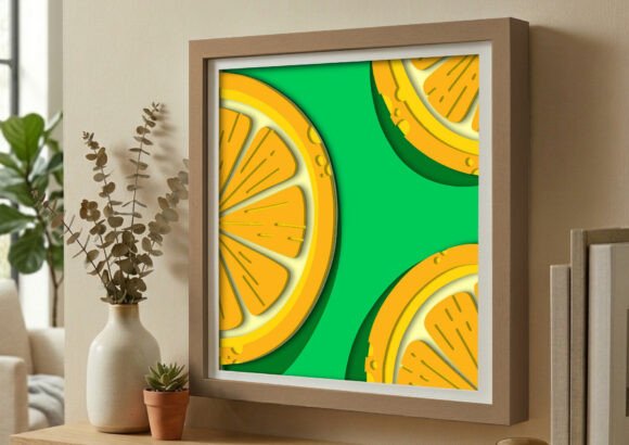 Fresh Lemon Fruit 3D Layered Shadow Box: A Zesty SVG for Branding and Marketing