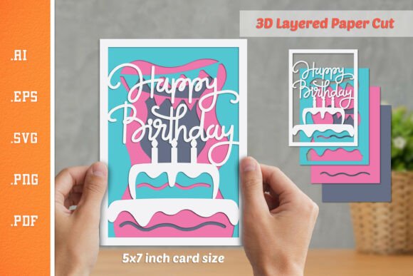 Happy Birthday 3D Layered Paper Cut – Crafts Meets Graphics for Festive Branding