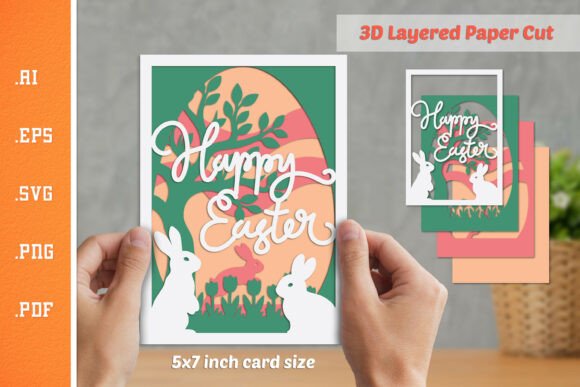 Happy Easter - 3D Layered Paper Cut SVG for Crafts & Graphics Sellers