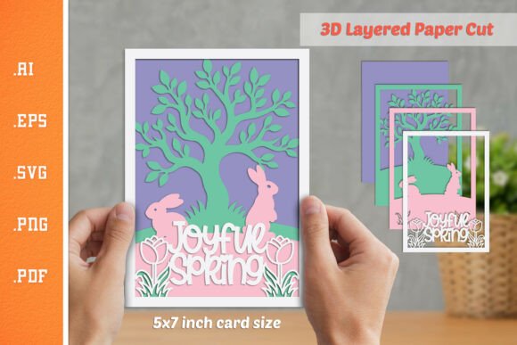 Joyful Spring 3D Layered Paper Cut SVG for Crafts & Graphics