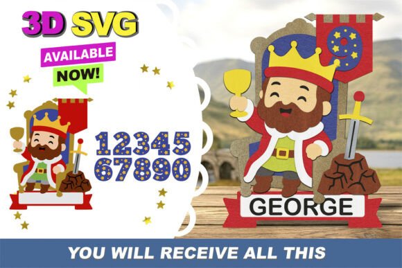 King Cake Topper 3D SVG for Festive Birthday Branding