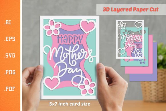Mothers Day 3D Layered Paper Cut SVG for Crafts & Graphics