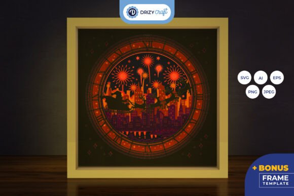 New Year Light Box SVG for Embroidery Projects