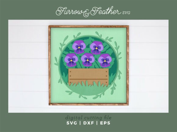 Purple Pansies Shadowbox - 3D Spring SVG: A Fresh Visual Asset for Spring Campaigns