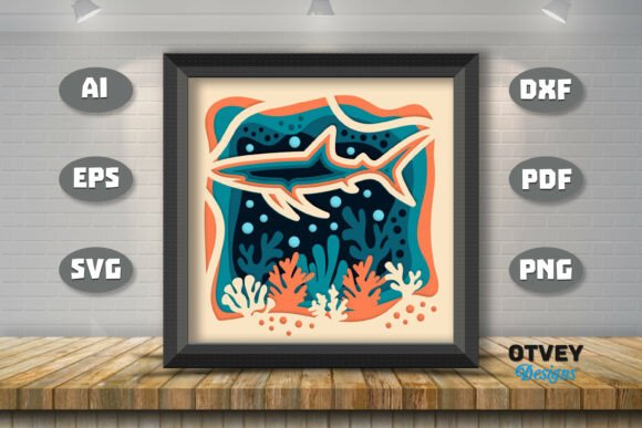 Shark in a Seabed Atmosphere 3D Layered: A 3D SVG Review for Etsy & Creative Sellers