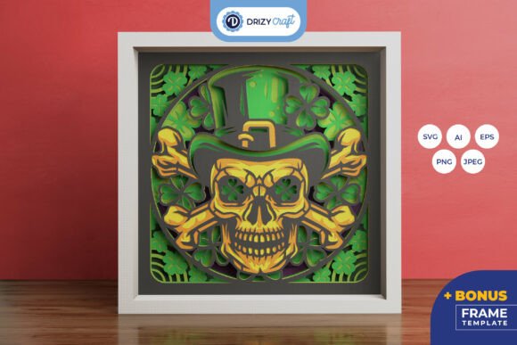 Skull of Fortune 3D Shadow Box: A Bold 3D SVG for Striking Brand Visuals