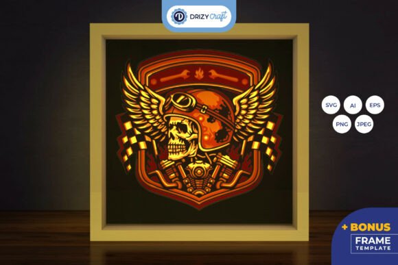 Skull Rider 3D Shadow Box - the Rider