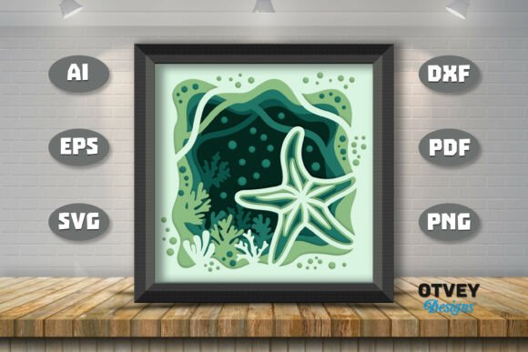 Star Fish in a Seabed Atmosphere 3D Layered – A 3D SVG Shadow Box Design for Digital Sellers