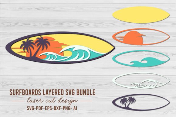 Summer Surfboards Layered SVG Design Review