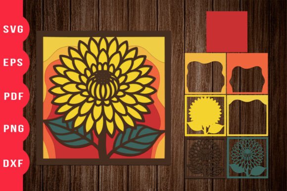 Sunflower 3D SVG Shadow Box for Local Brand Packaging & Decor