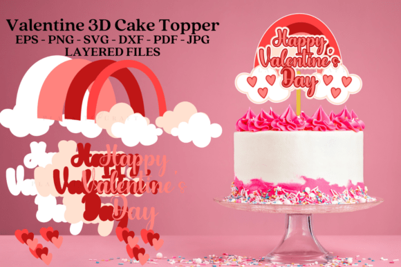 Valentine 3D SVG Cake Topper for Editorial & Web Design Use