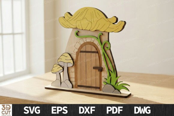 Woodland Fairy Door 3D SVG: Laser-Cut Design for Home Decor-Inspired Visual Content