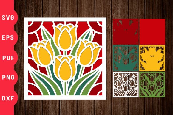 Yellow Tulip 3D SVG for Shadow Boxes & Handmade Crafts